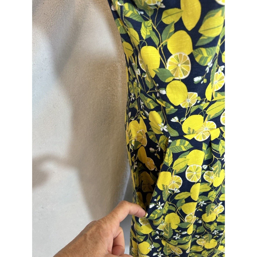 Boden Navy Midi Dress with Yellow Lemon Print - Picture 2 of 8
